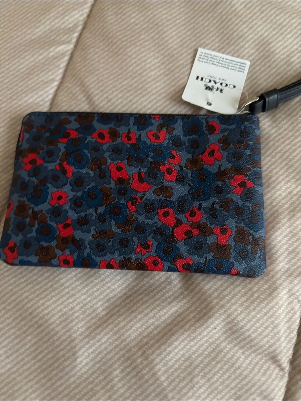 COACH Blue Floral Leopard Wristlet Clutch